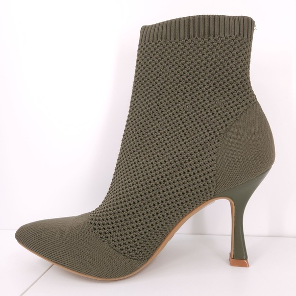 Mia Pamilla Khaki Knit Kitten Heel Almond Toe Slip On Booties Womens Size 8.5 M - Picture 7 of 16